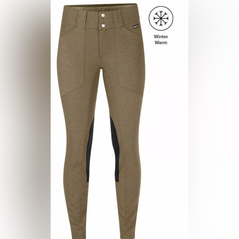 NWT Kerrits Denim Thermal Knee Patch Pocket Breeches Size M
Color: Flaxen